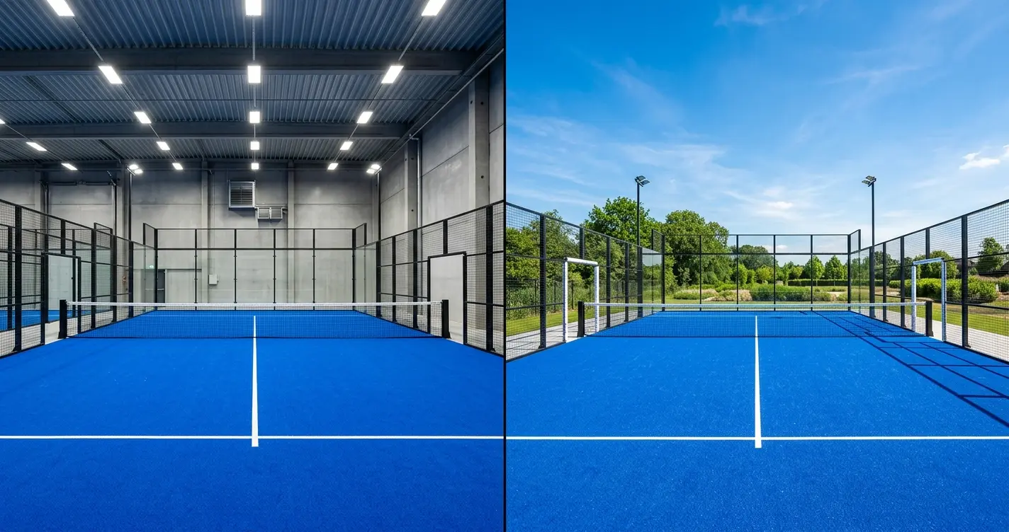 Comparaison entre un terrain de padel indoor et un terrain outdoor
